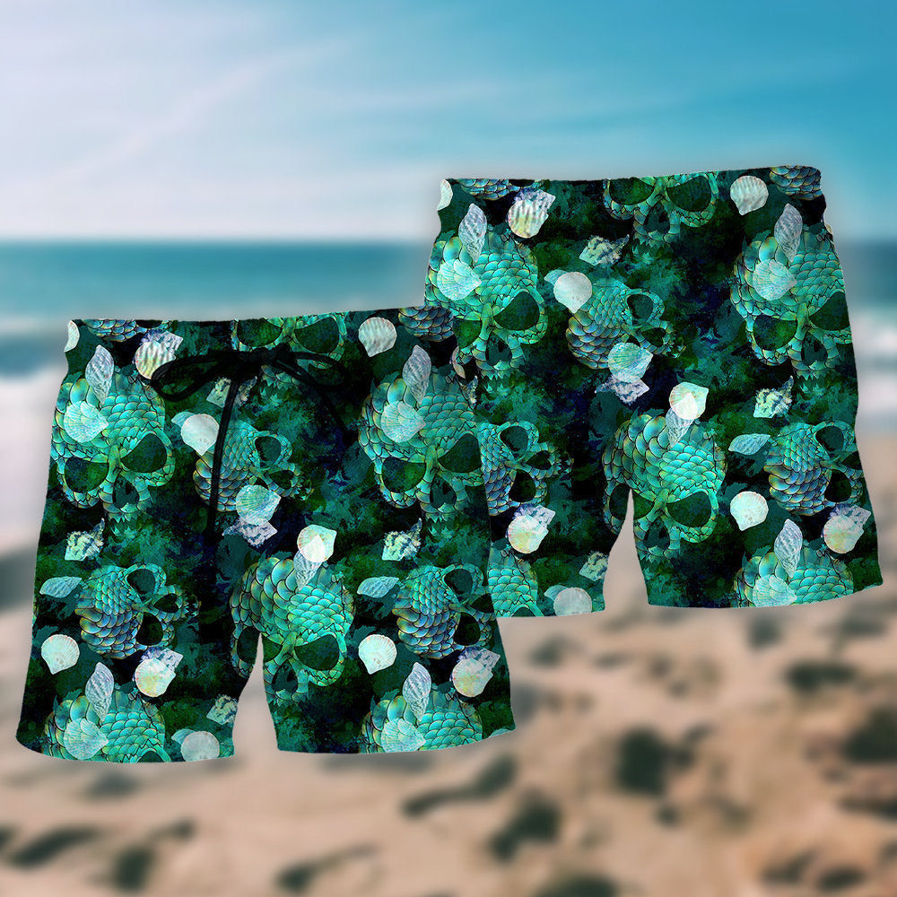 Beach Short / Adults / S Skull fish - Hawaiian shirt - HAWS05LIN010422 - Owls Matrix LTD
