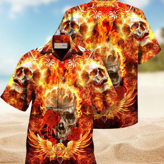 Skull Flaming Rose Edition – Hawaiian Shirt