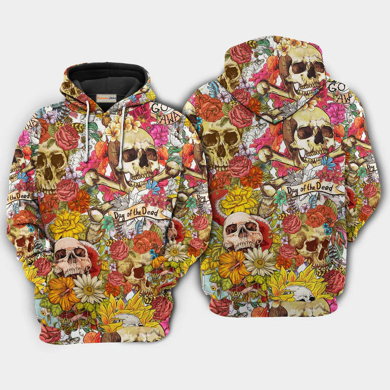 Skull Floral Day Of The Dead Art – 3D Hoodie