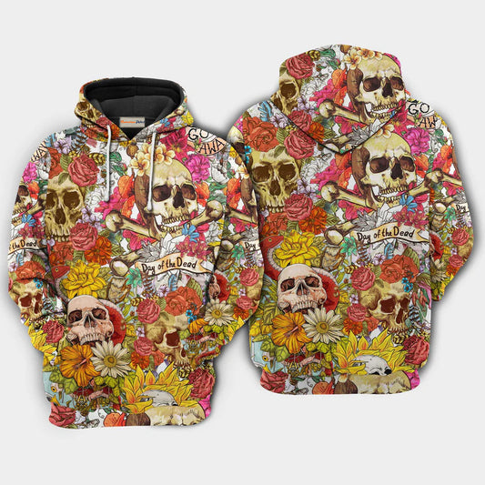 Skull Floral Day Of The Dead Art – 3D Hoodie