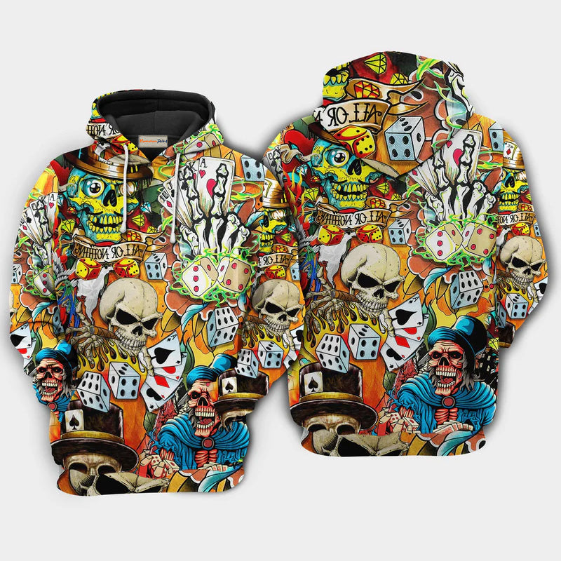 Skull Gambling Game Art – 3D Hoodie