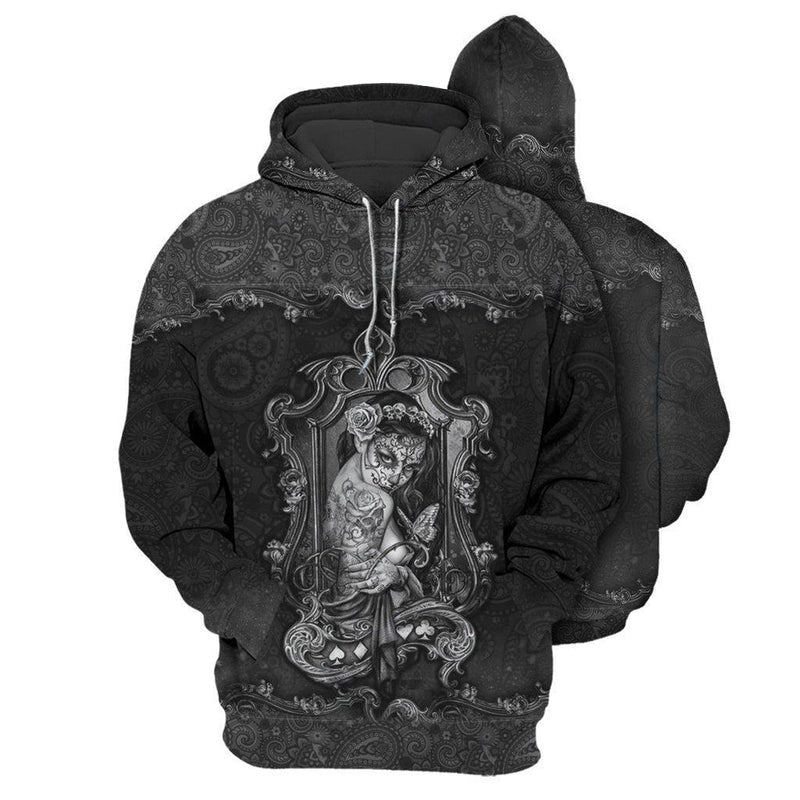 Skull Girl Loves Tattoo Art – 3D Hoodie