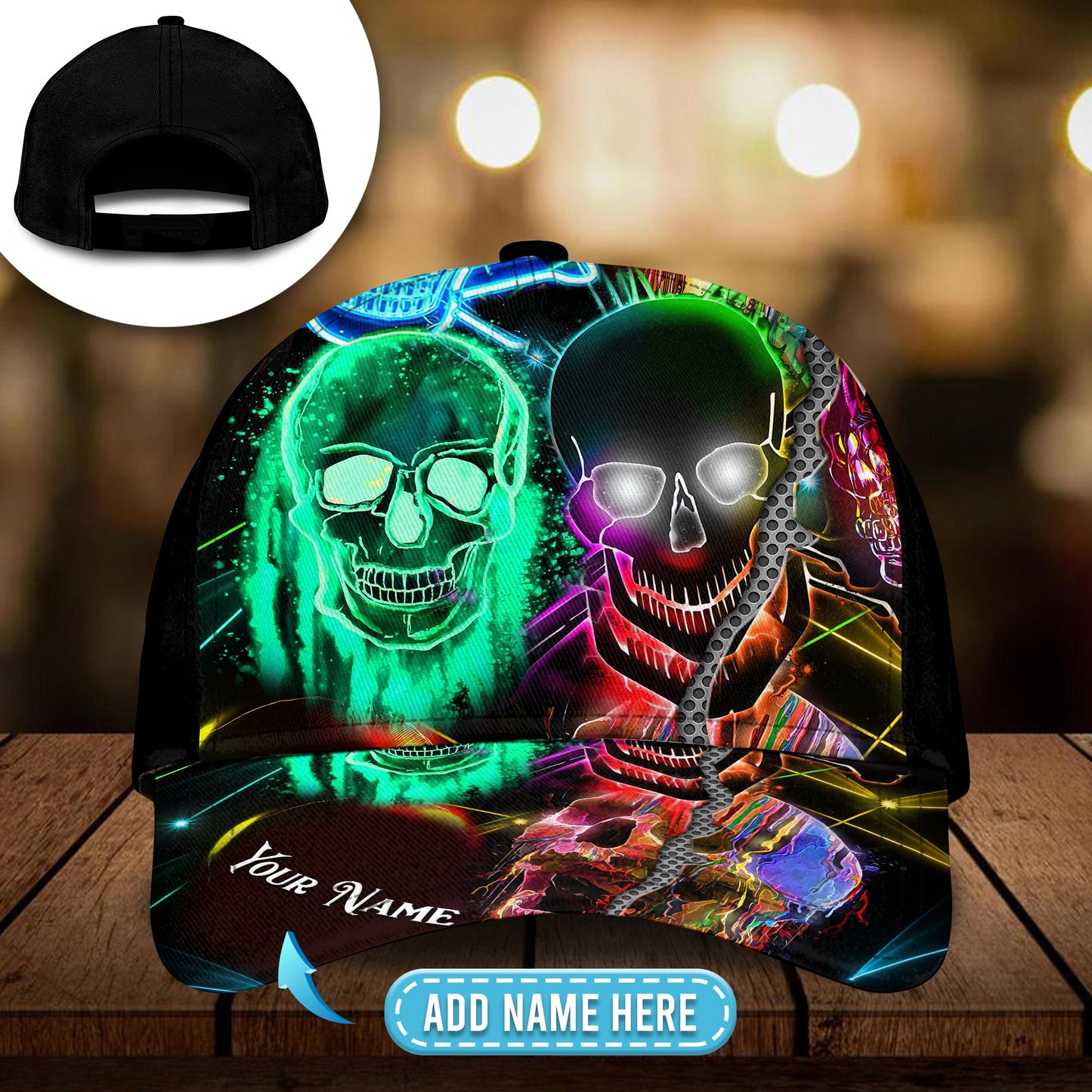 Colorful Glowing Skull Personalized – Classic Cap