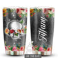 Skull Happiness Love Floral Personalized 20 Oz Tumbler For Coffee Travel And Daily Use