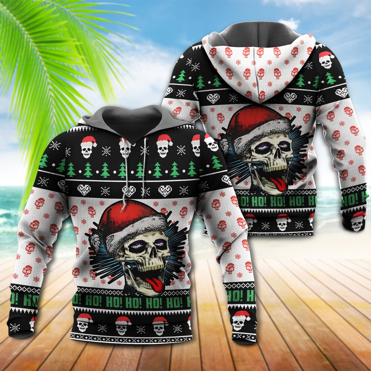 Skull Happy Xmas Style - 3D Hoodie