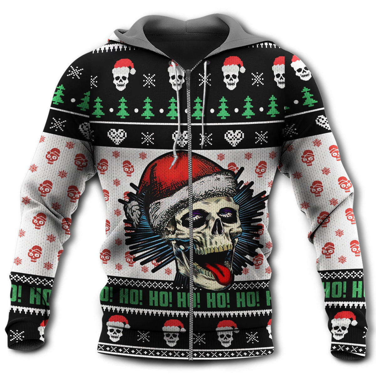 Skull Happy Xmas Style - 3D Hoodie