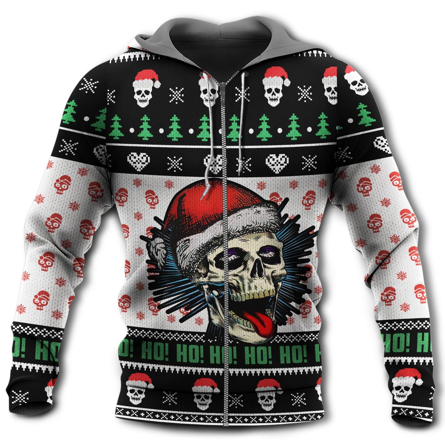 Skull Happy Xmas Style - 3D Hoodie
