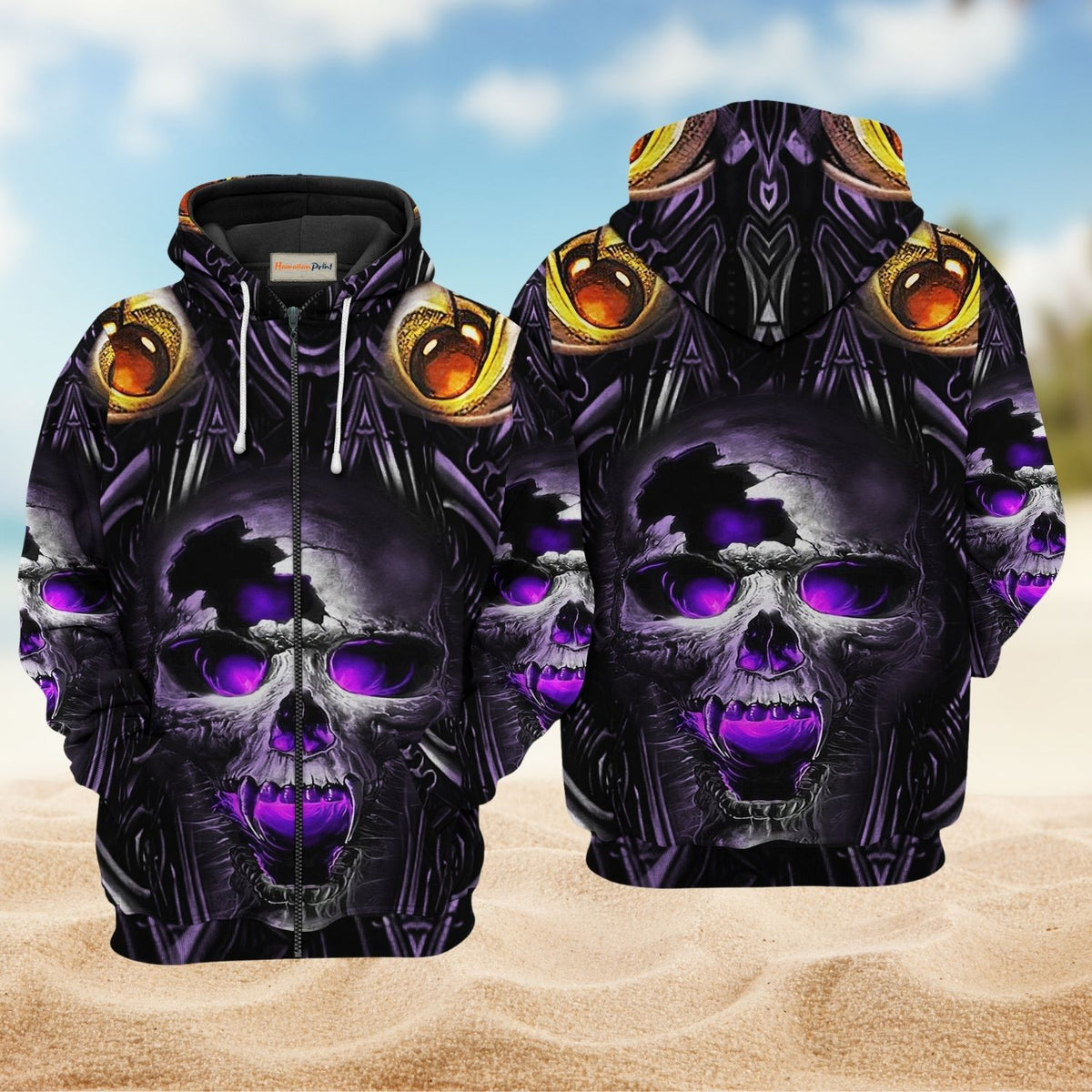 Skull Hello Darkness Purple - 3D Hoodie