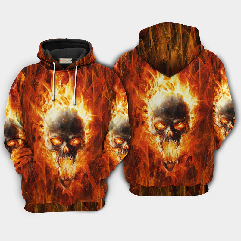 Skull Hot As Hell Quote Art – 3D Hoodie