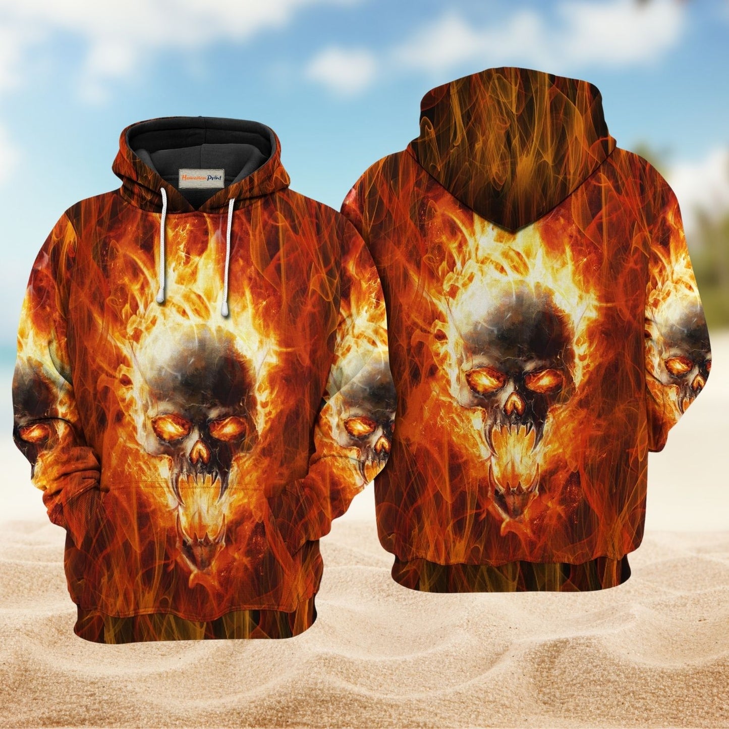 Skull Hot Fire Energy - 3D Hoodie