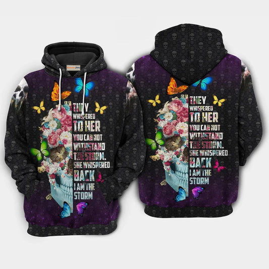 Skull I Am The Storm Quote Art – 3D Hoodie