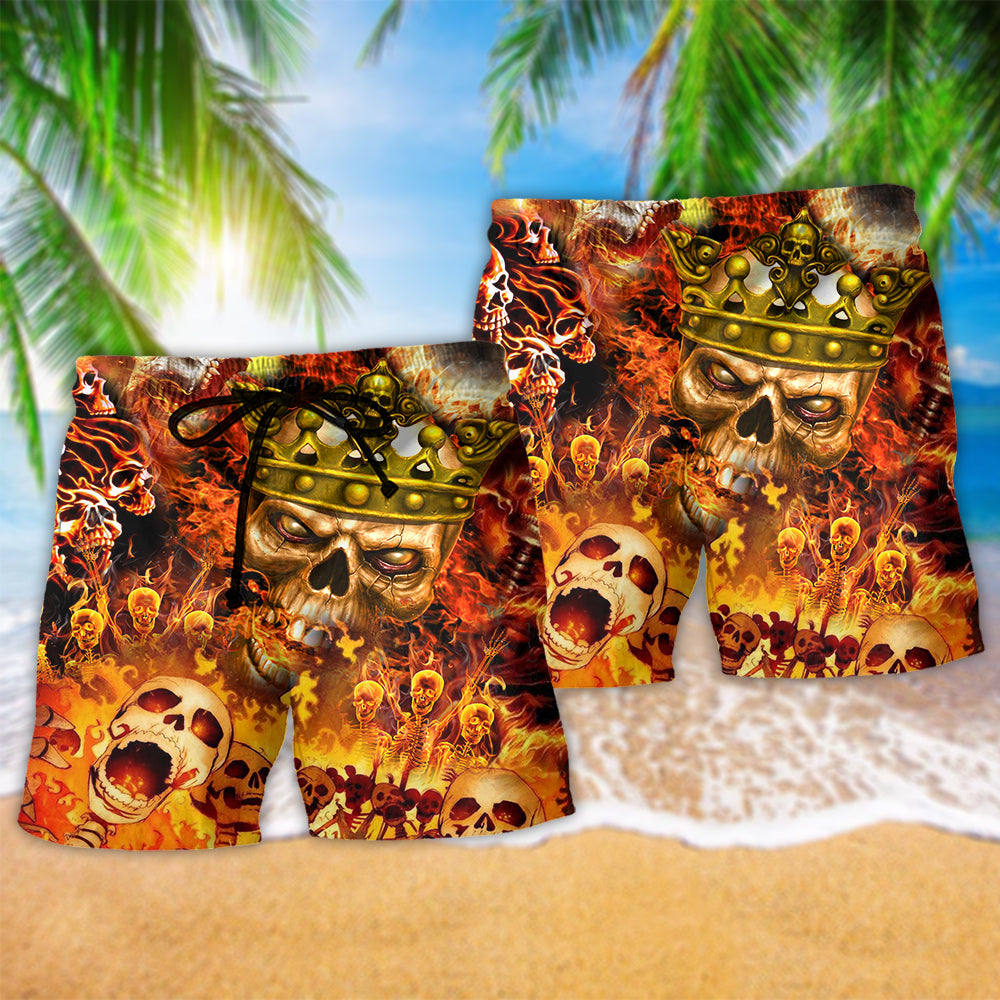 Flaming Skull King Fierce Art – Beach Short
