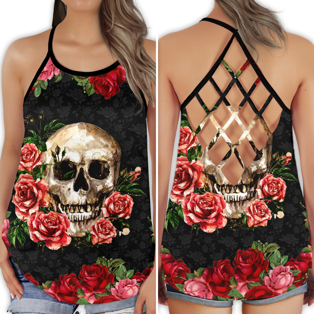 Skull Lady So Cool Gothic Street Style Art - Hollow Tank Top