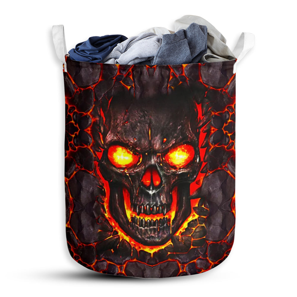 Skull Lava Red And Yellow - Laundry Basket - Owls Matrix LTD