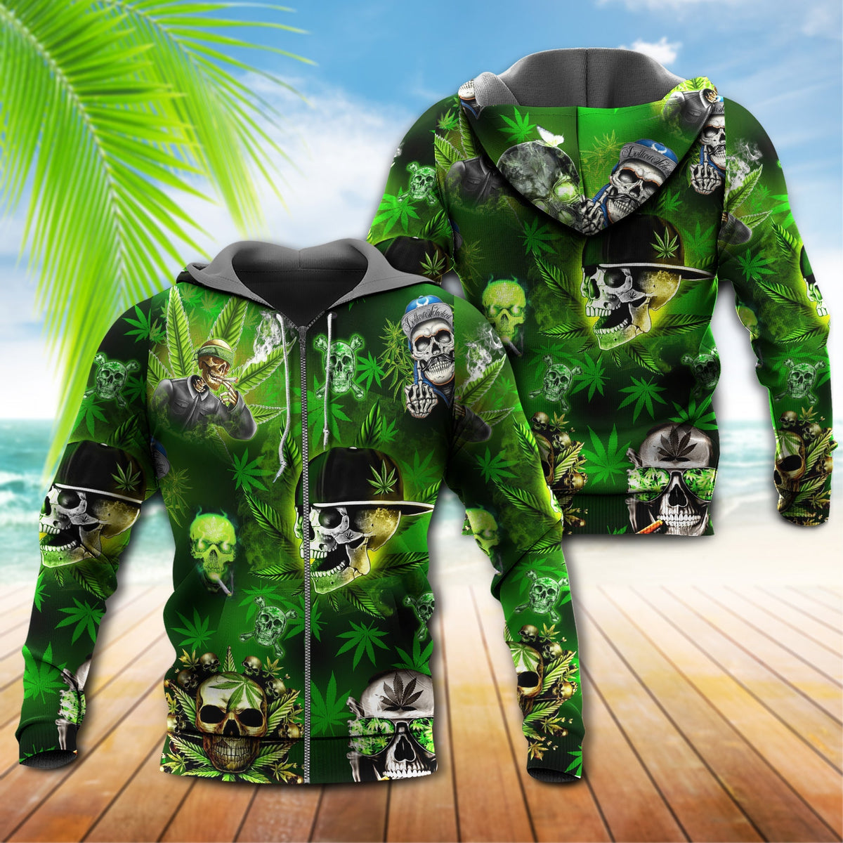 Skull Blue Smoke Artistic Style - 3D Hoodie