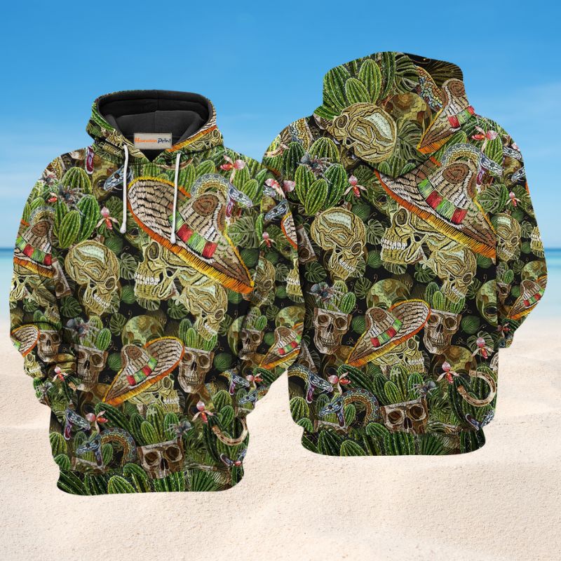 Skull Love Cactus Style - 3D Hoodie