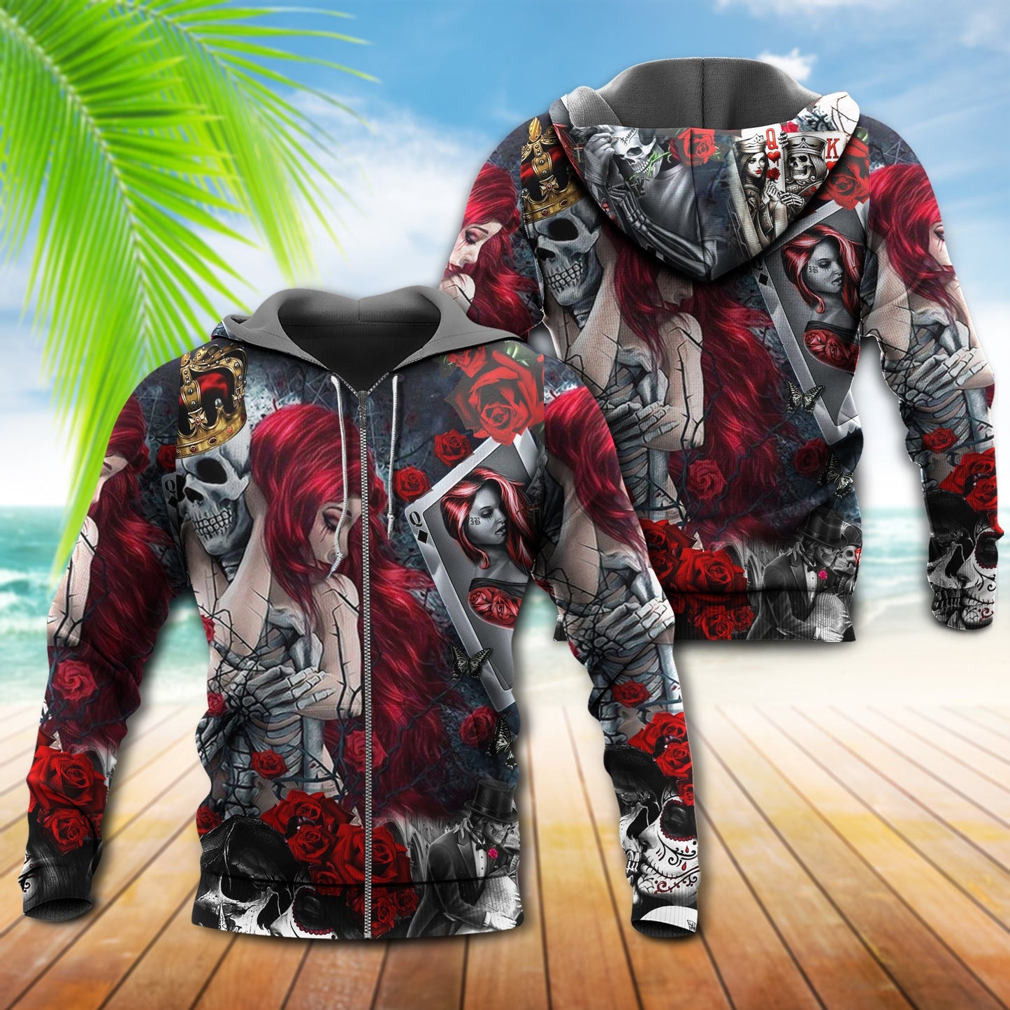Skull Love Is Life Quote Art – 3D Hoodie