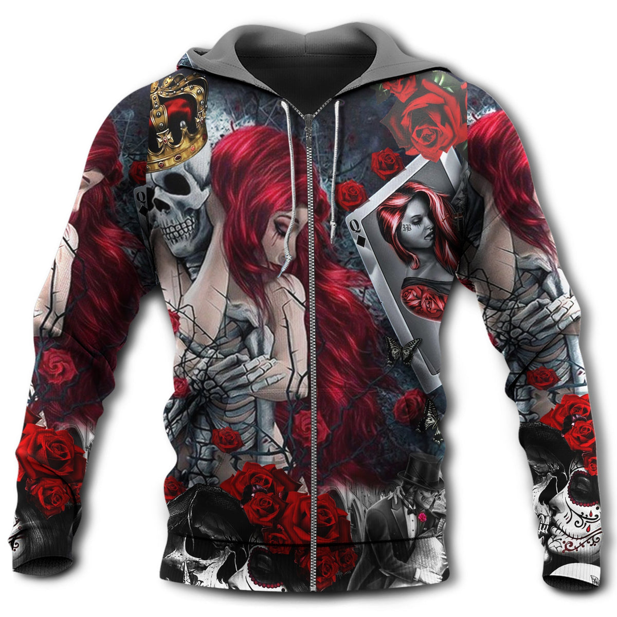 Skull Love Is Life Quote Art – 3D Hoodie