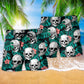 Skull Tropical Floral Leaf - Beach Short