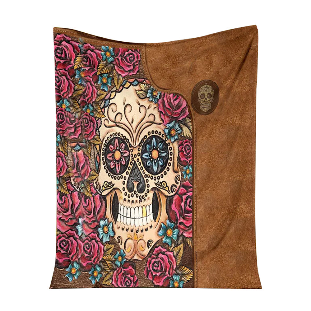 Skull Lovers Beautiful Rose 50 x 60 Inch Flannel Blanket For Cozy Bedroom And Sofa Decor