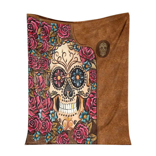 Skull Lovers Beautiful Rose 50 x 60 Inch Flannel Blanket For Cozy Bedroom And Sofa Decor