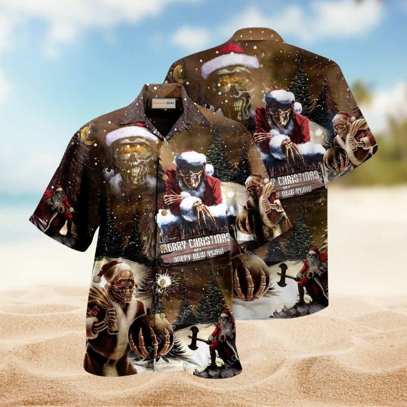Skull Merry Christmas And Happy New Year Limited Edition – Hawaiian Shirt