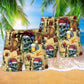 Christmas Skull Merry Xmas Holiday Art – Beach Short