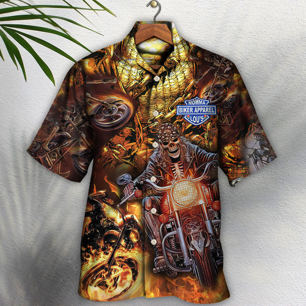 Flaming Skull Motorcycle Racing Fire – Hawaiian Shirt