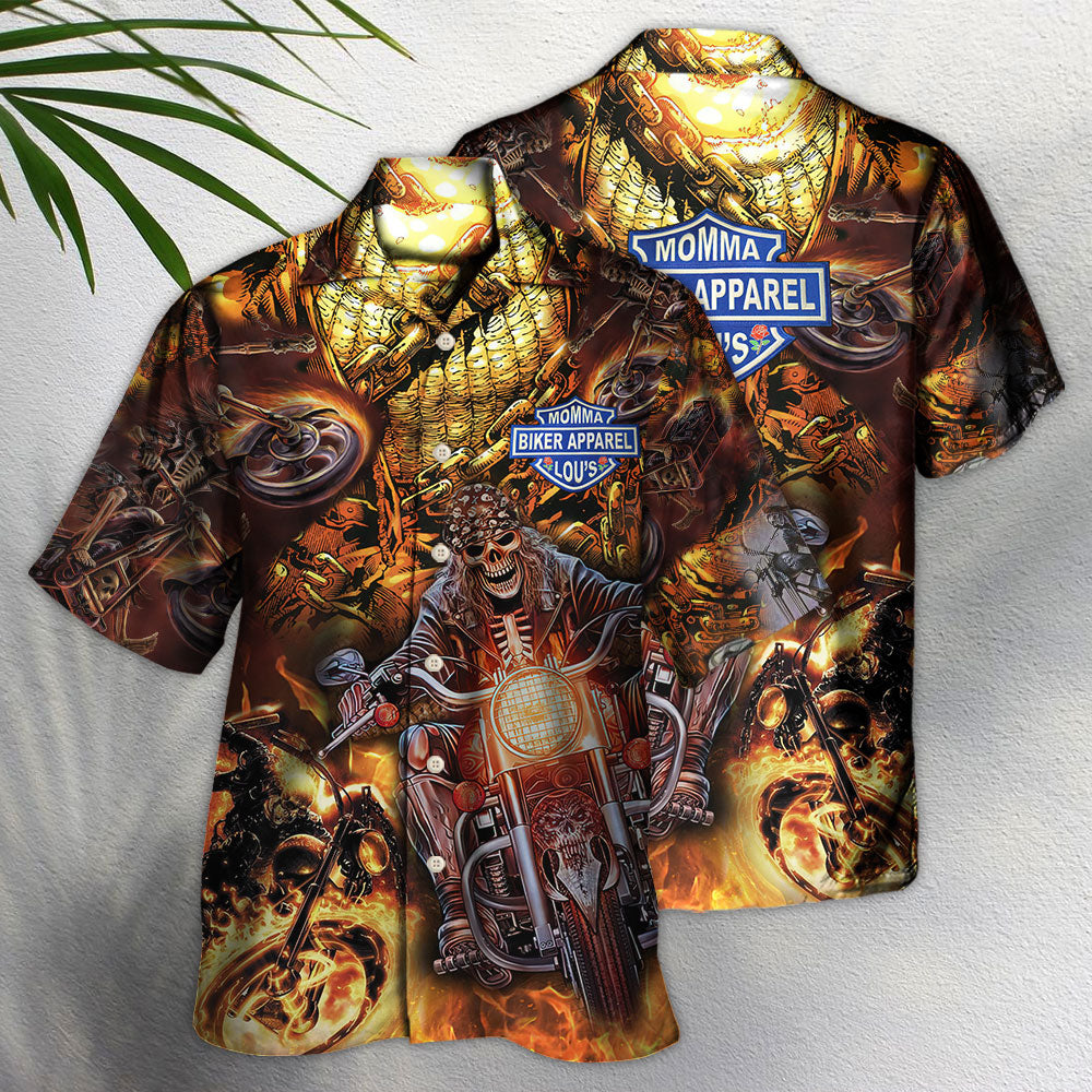 Flaming Skull Motorcycle Racing Fire – Hawaiian Shirt