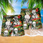 Funny Christmas Skull Cat Art – Beach Short