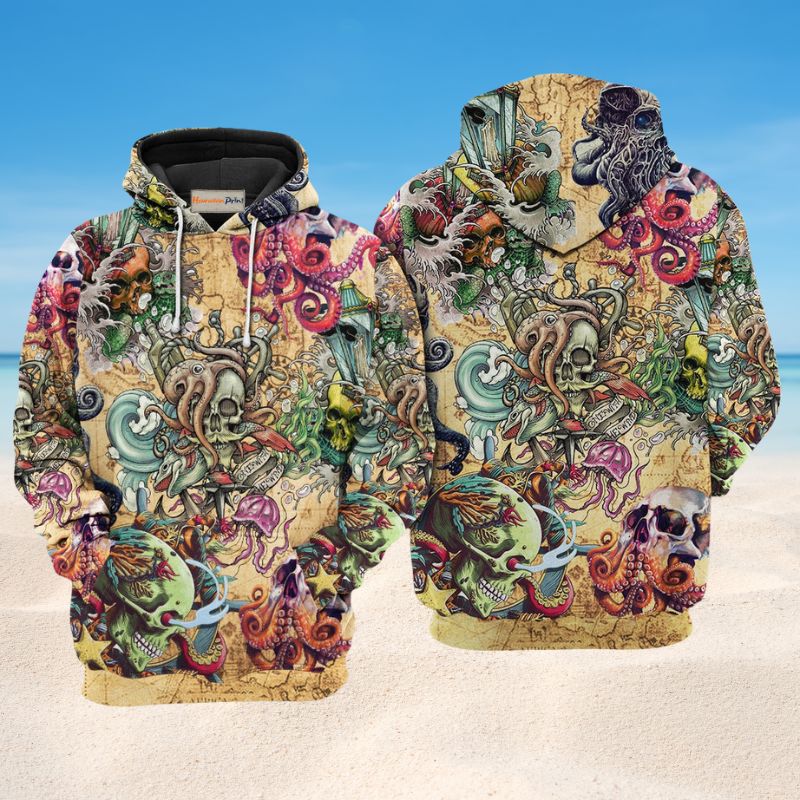 Skull Octopus Ocean Style - 3D Hoodie