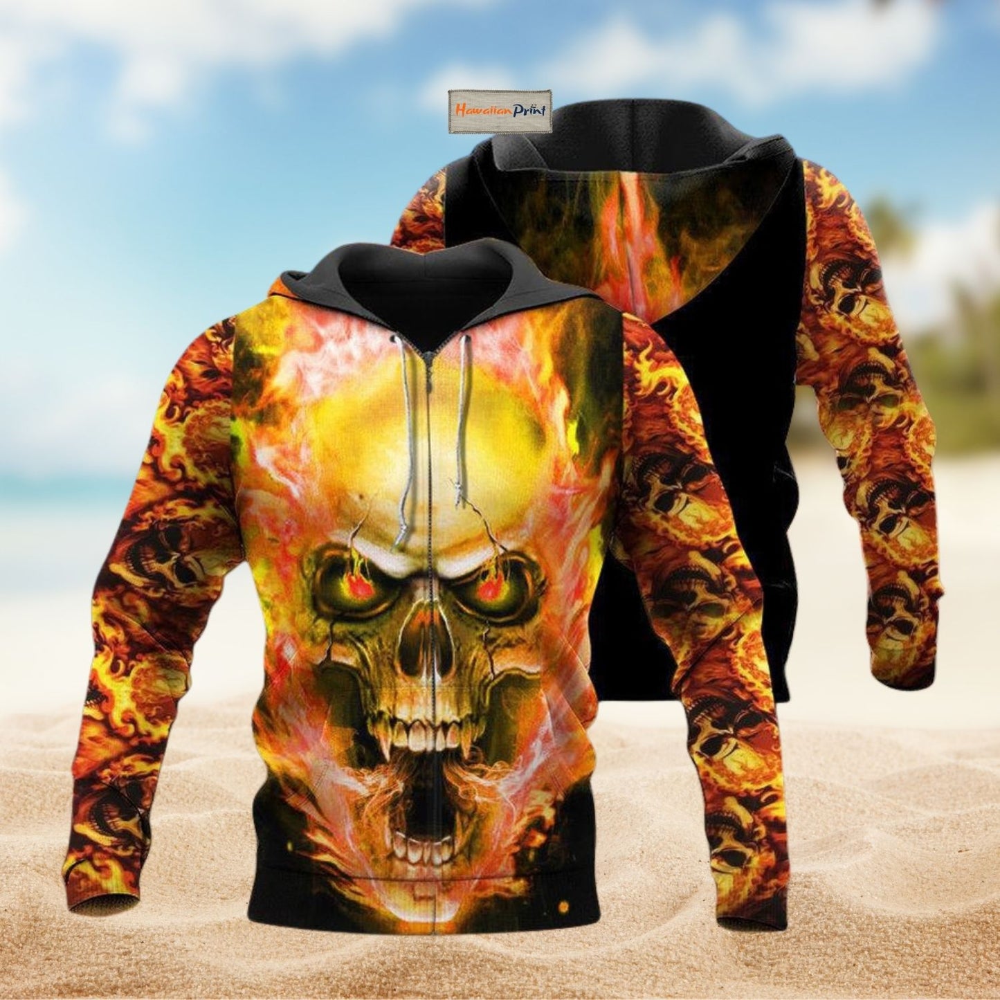 Skull On Fire Strong Style - 3D Hoodie