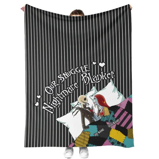 Skull Our Snuggle Nightmares Personalized 50 x 60 Inch Flannel Blanket For Cozy Bedroom And Sofa Decor