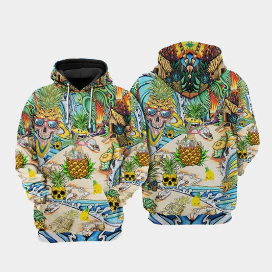 Skull Pineapple Fruit Art – 3D Hoodie
