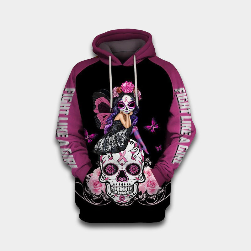 Skull Pink Breast Cancer Awareness – 3D Hoodie