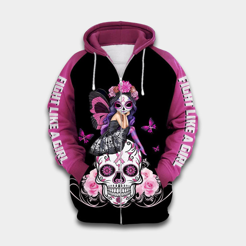 Skull Pink Breast Cancer Awareness – 3D Hoodie