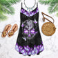 Purple Butterfly Skull Cool – Women's Summer Sleeveless V-Neck Camisole Dress