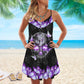 Purple Butterfly Skull Cool – Women's Summer Sleeveless V-Neck Camisole Dress