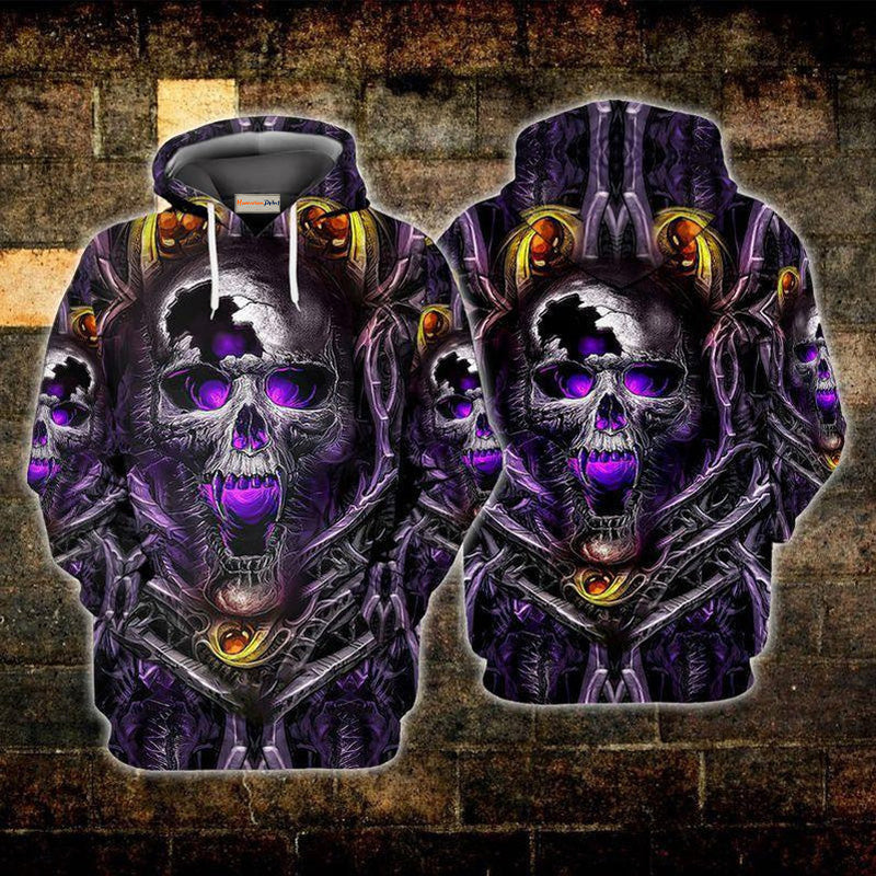 Skull Purple Yellow Art – 3D Hoodie