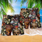 Skull Queen Floral Love Art - Beach Short