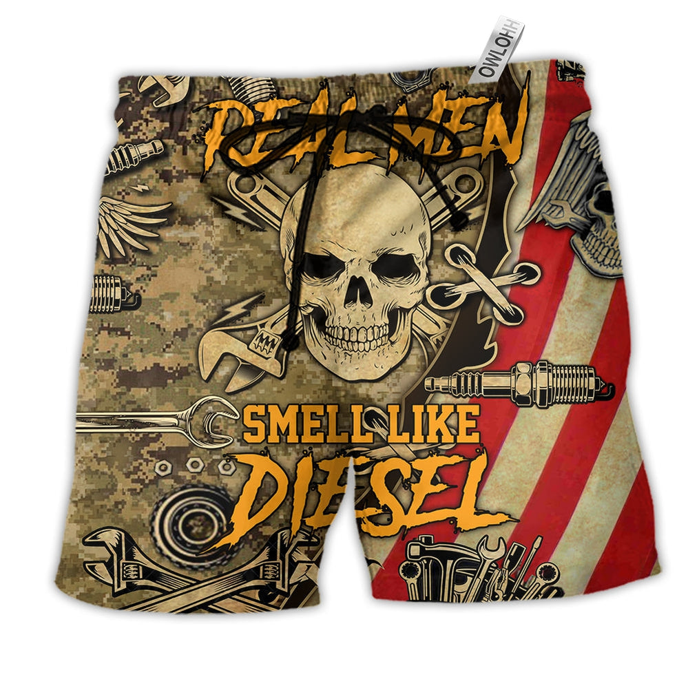 Beach Short / Adults / S Skull Real Men Smell Like Diesel Cool - Beach Short - Owls Matrix LTD