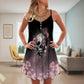 Dark Rose Skull Blur – Women's Summer Sleeveless V-Neck Camisole Dress