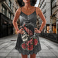 Dark Blur Skull Rose – Women's Summer Sleeveless V-Neck Camisole Dress