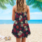 Tropical Sugar Skull Rose – Women's Summer Sleeveless V-Neck Camisole Dress