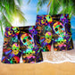 Happy Smiling Skull Colorful Art – Beach Short