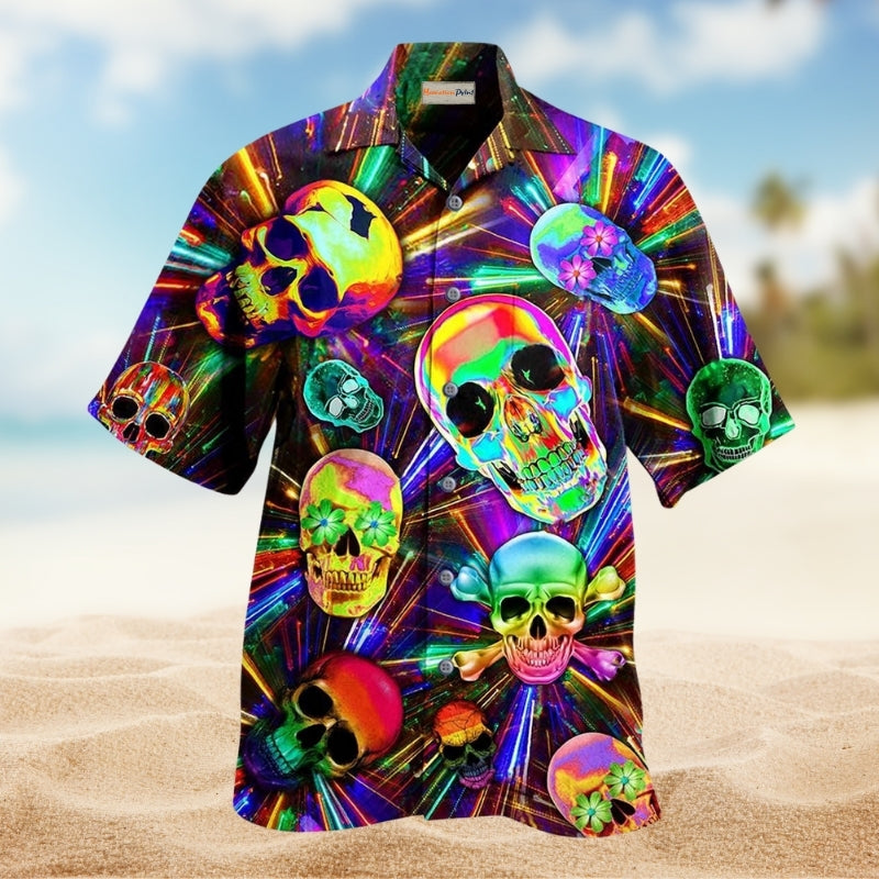 Skull Smile Happy And Full Color Limited Edition – Hawaiian Shirt