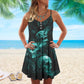 Green Smoke Skull Art – Women's Summer Sleeveless V-Neck Camisole Dress