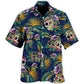 Skull With Flowers Artistic Contrast - Hawaiian Shirt