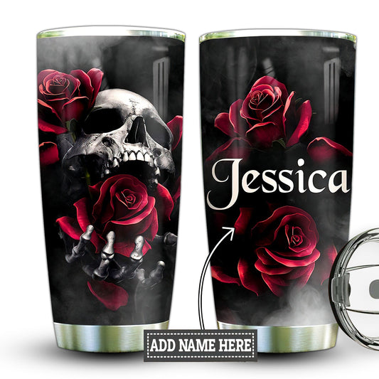 Skull Rose Personalized 20 Oz Tumbler For Coffee Travel And Daily Use