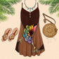 Sugar Skull Sunflower Leather – Women's Summer Sleeveless V-Neck Camisole Dress